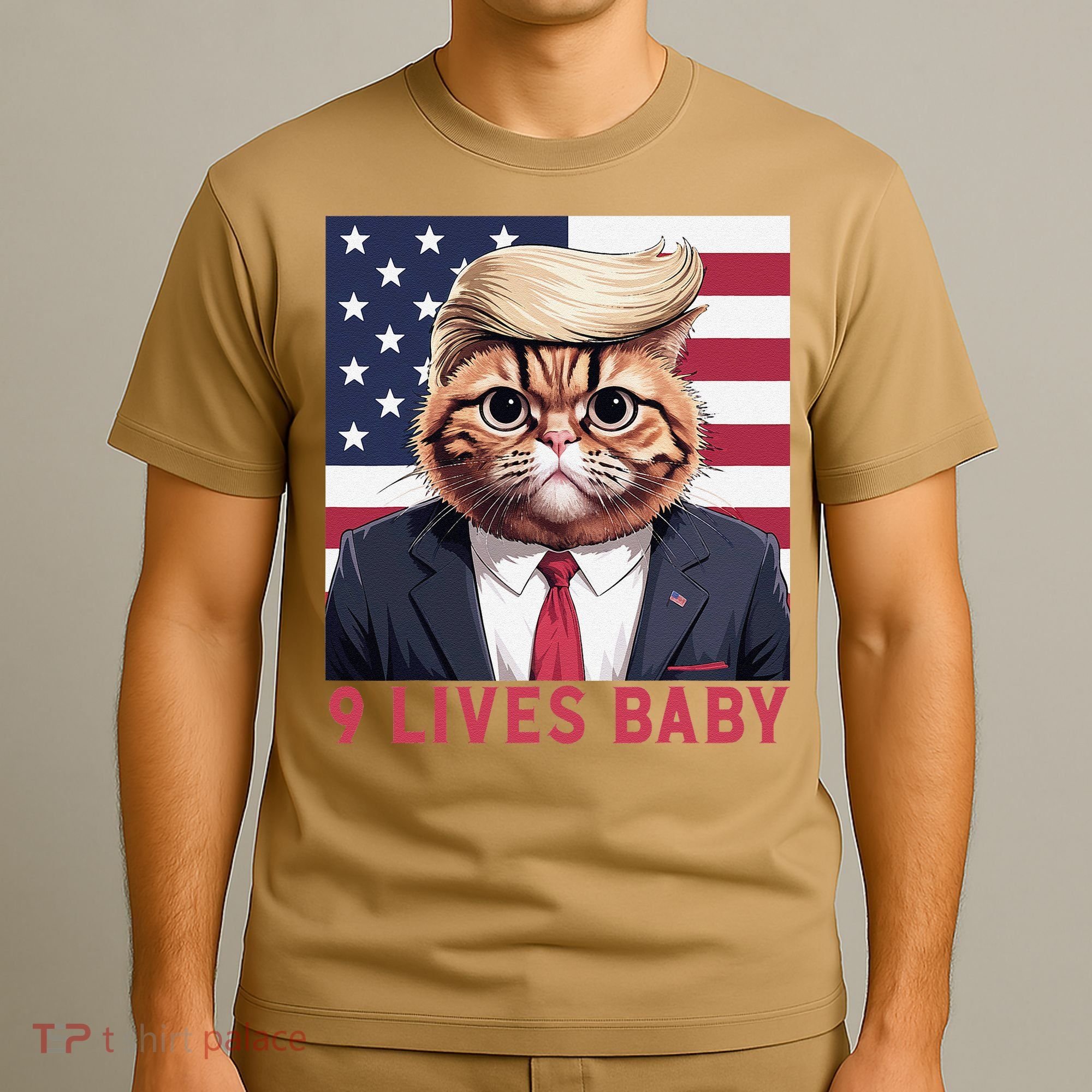 9 Lives Baby Funny Cat Trump Nine Lives Cat In Suite T-Shirt