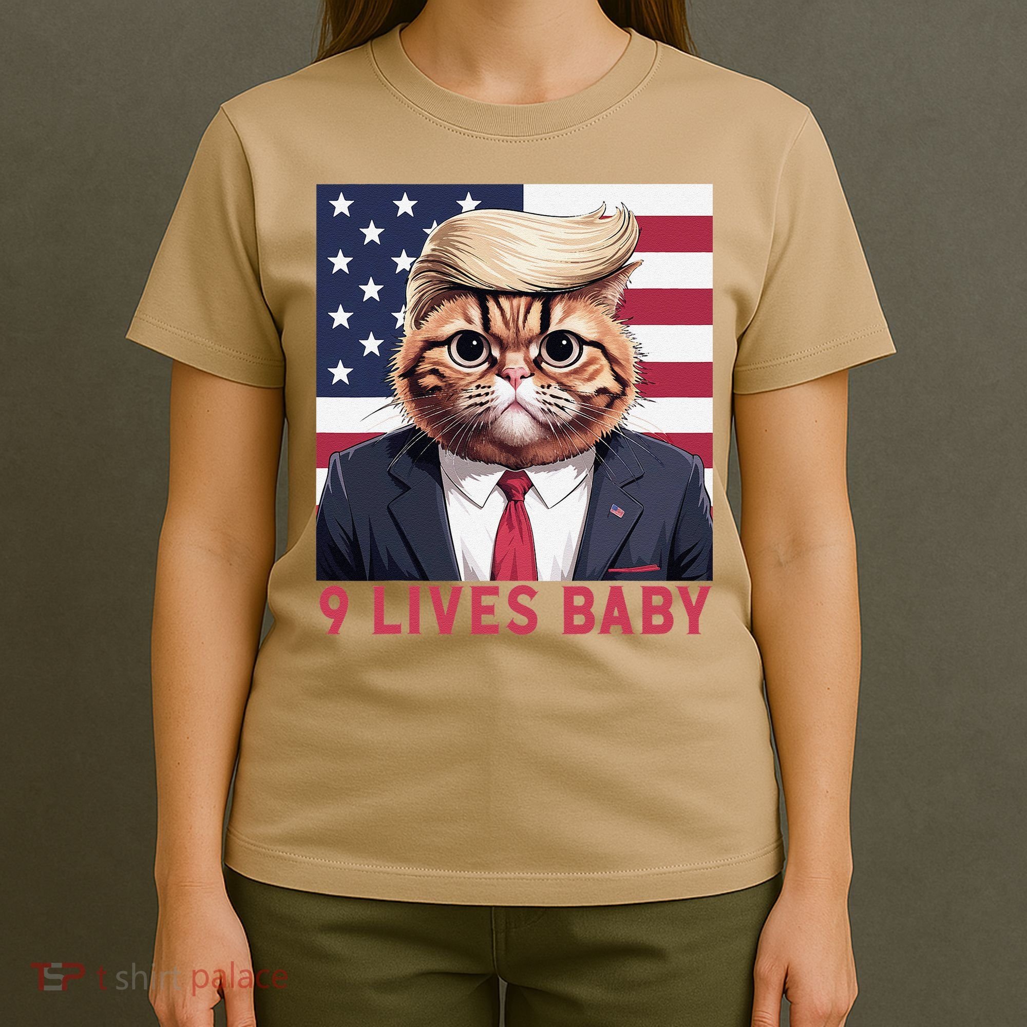 9 Lives Baby Funny Cat Trump Nine Lives Cat In Suite T-Shirt
