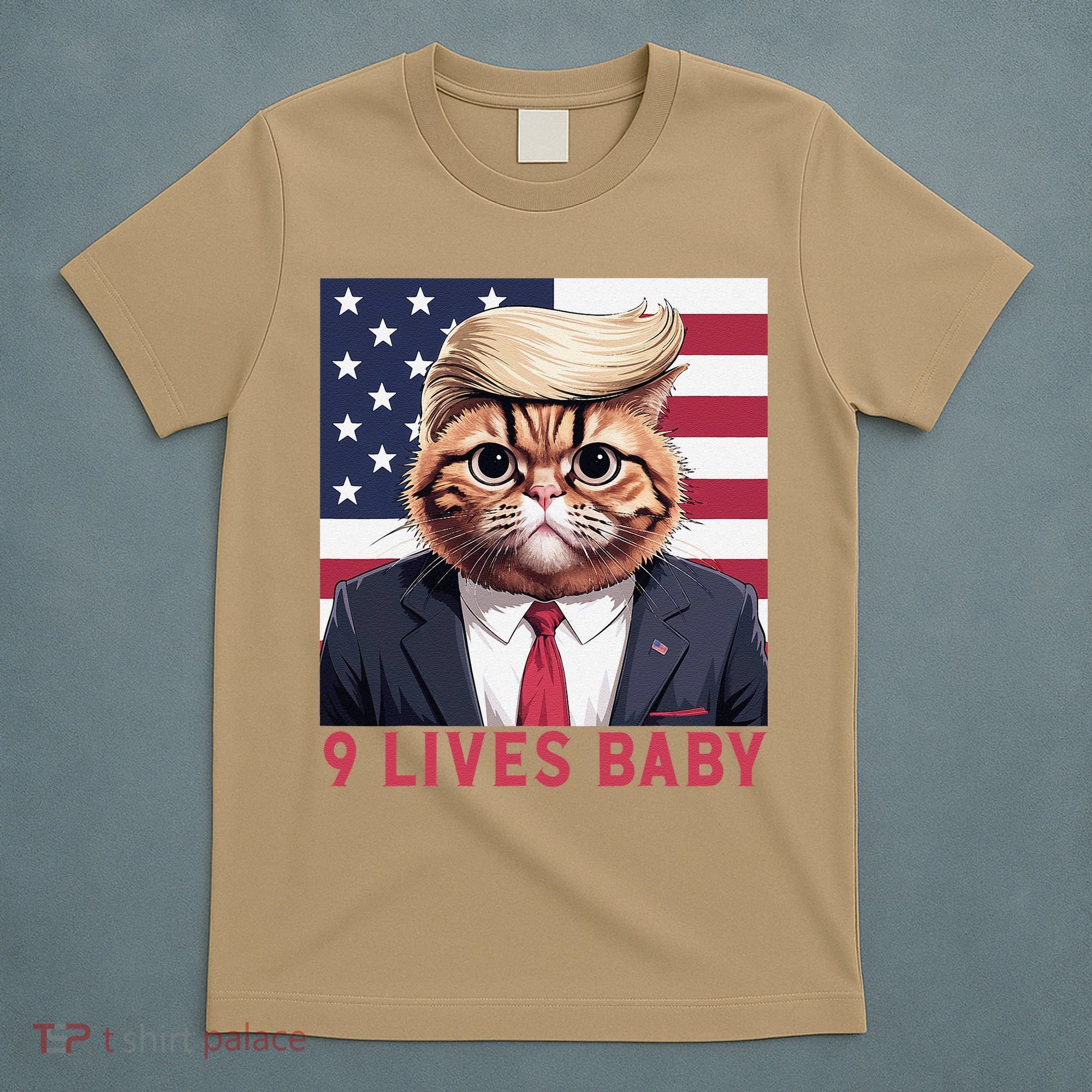 9 Lives Baby Funny Cat Trump Nine Lives Cat In Suite T-Shirt