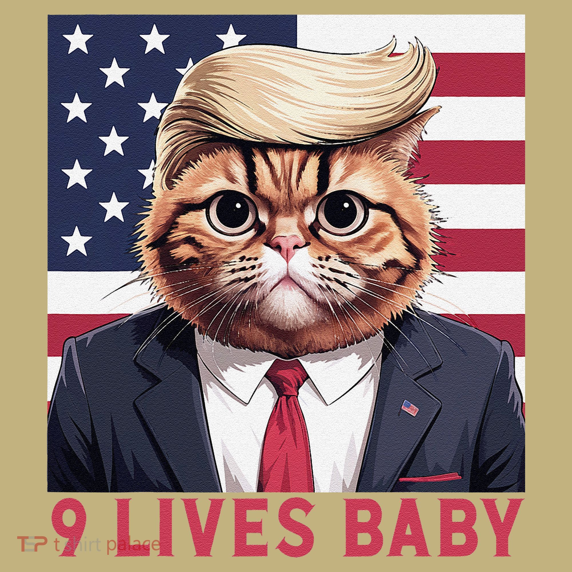 9 Lives Baby Funny Cat Trump Nine Lives Cat In Suite T-Shirt