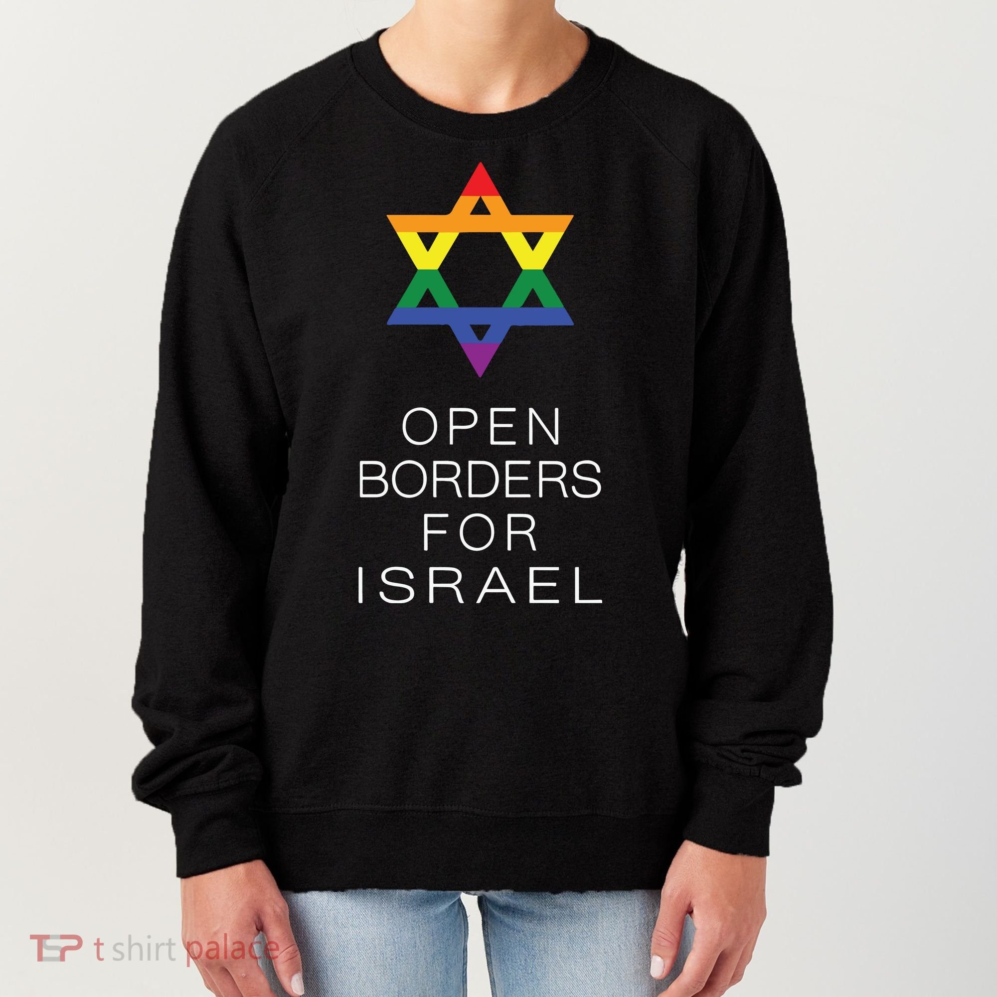 9Mmsmg Lgbtq Jewish Pride Open Borders For Israel Women's Sweatshirt