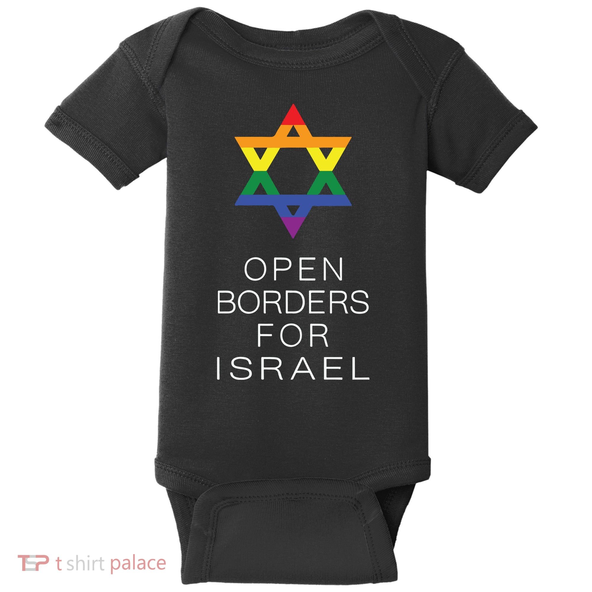 9Mmsmg Lgbtq Jewish Pride Open Borders For Israel Baby Bodysuit