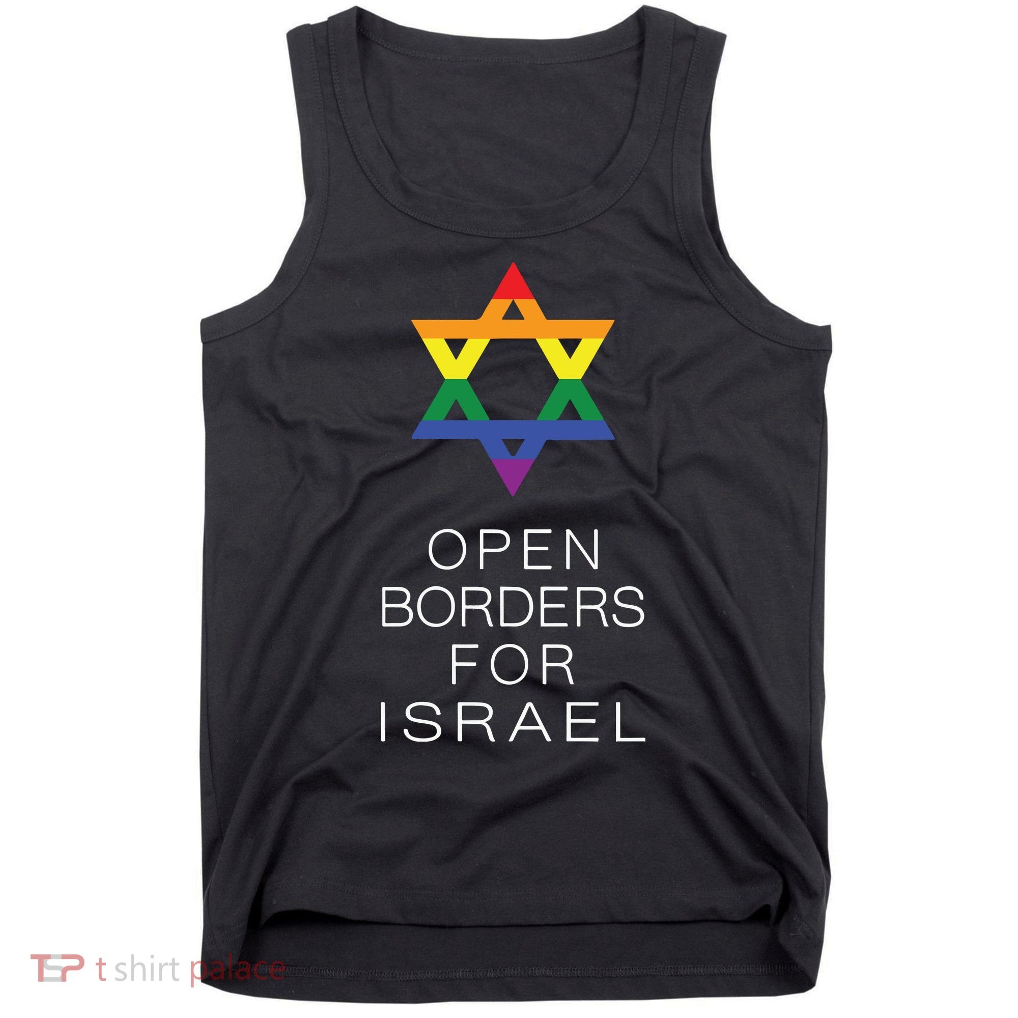 9Mmsmg Lgbtq Jewish Pride Open Borders For Israel Tank Top