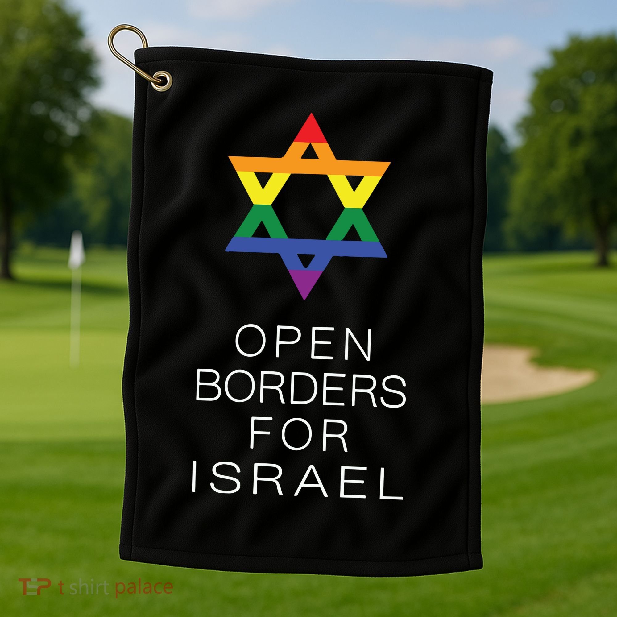 9Mmsmg Lgbtq Jewish Pride Open Borders For Israel Golf Towel