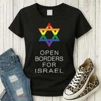 9Mmsmg Lgbtq Jewish Pride Open Borders For Israel Women's T-Shirt thumb 3