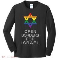 9Mmsmg Lgbtq Jewish Pride Open Borders For Israel Kids Long Sleeve Shirt thumb 0