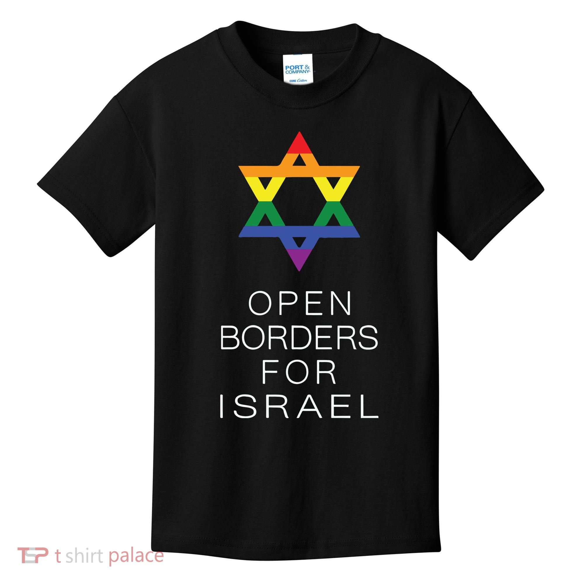 9Mmsmg Lgbtq Jewish Pride Open Borders For Israel Kids T-Shirt