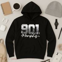 901 Memphis Area Code Tennessee Memphis City Skyline Hoodie thumb 3