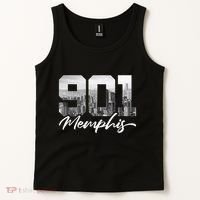 901 Memphis Area Code Tennessee Memphis City Skyline Tank Top thumb 2