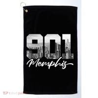 901 Memphis Area Code Tennessee Memphis City Skyline Golf Towel thumb 0