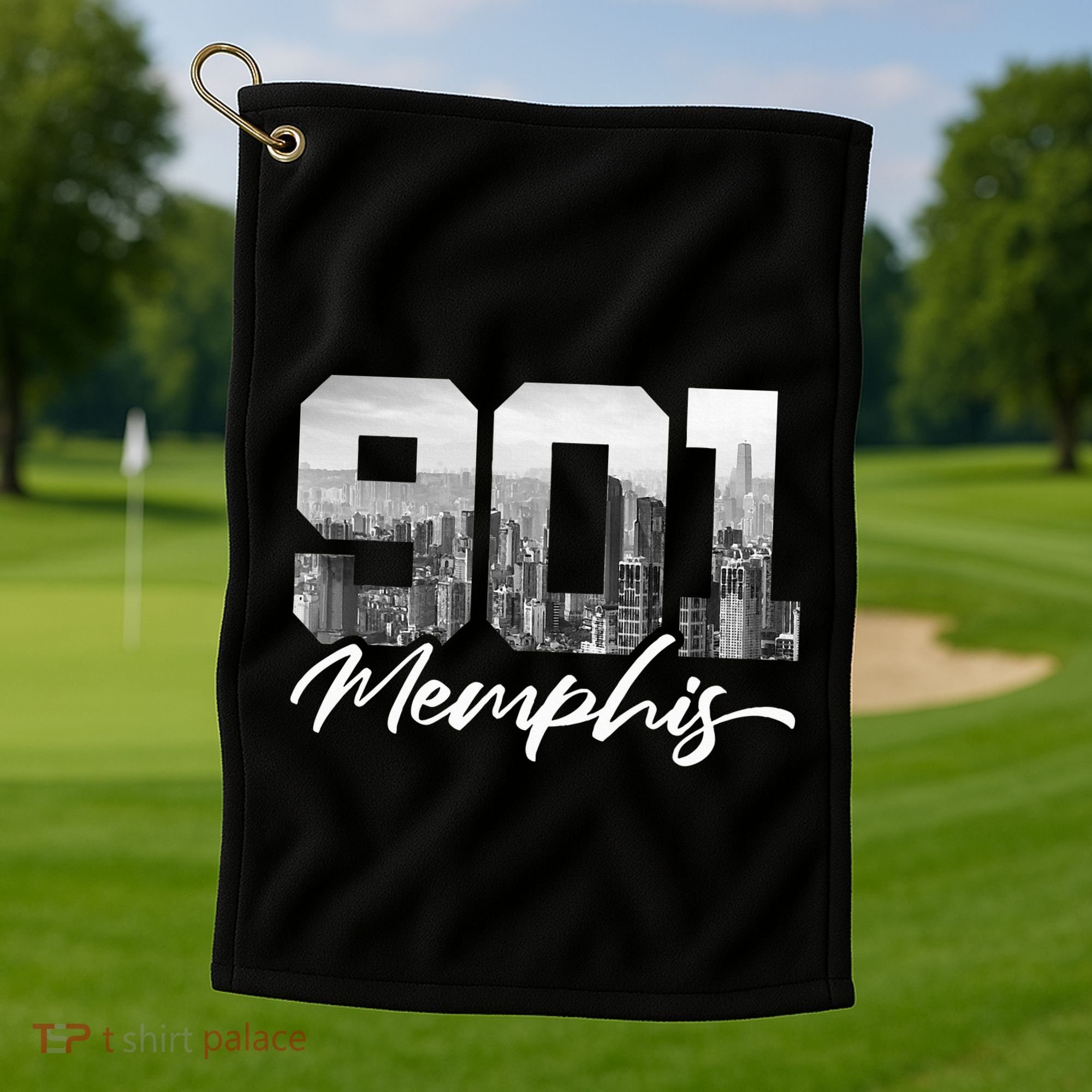 901 Memphis Area Code Tennessee Memphis City Skyline Golf Towel