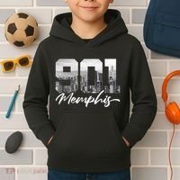 901 Memphis Area Code Tennessee Memphis City Skyline Kids Hoodie thumb 2