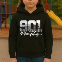 901 Memphis Area Code Tennessee Memphis City Skyline Kids Hoodie thumb 3