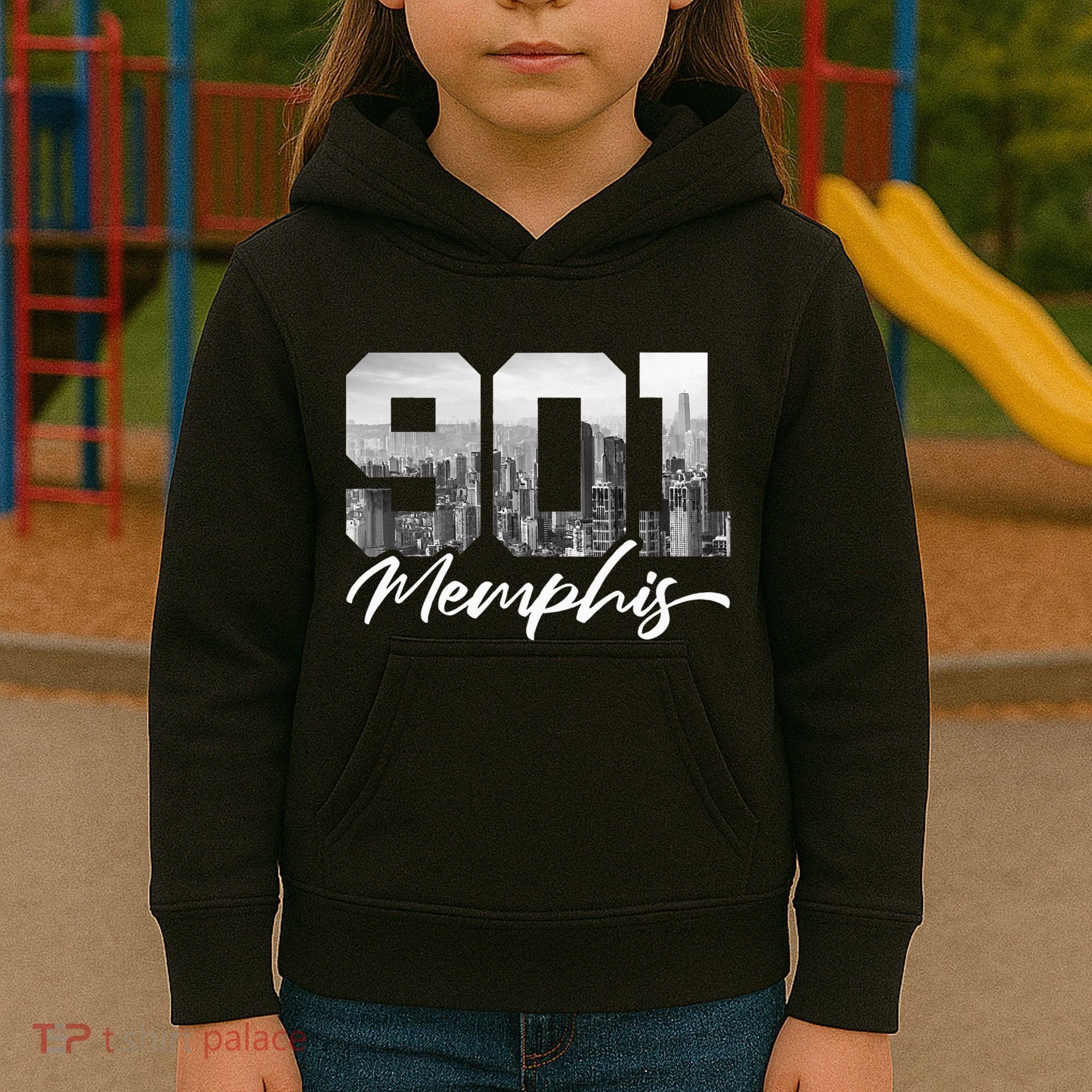 901 Memphis Area Code Tennessee Memphis City Skyline Kids Hoodie