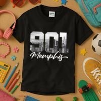 901 Memphis Area Code Tennessee Memphis City Skyline Kids T-Shirt thumb 3