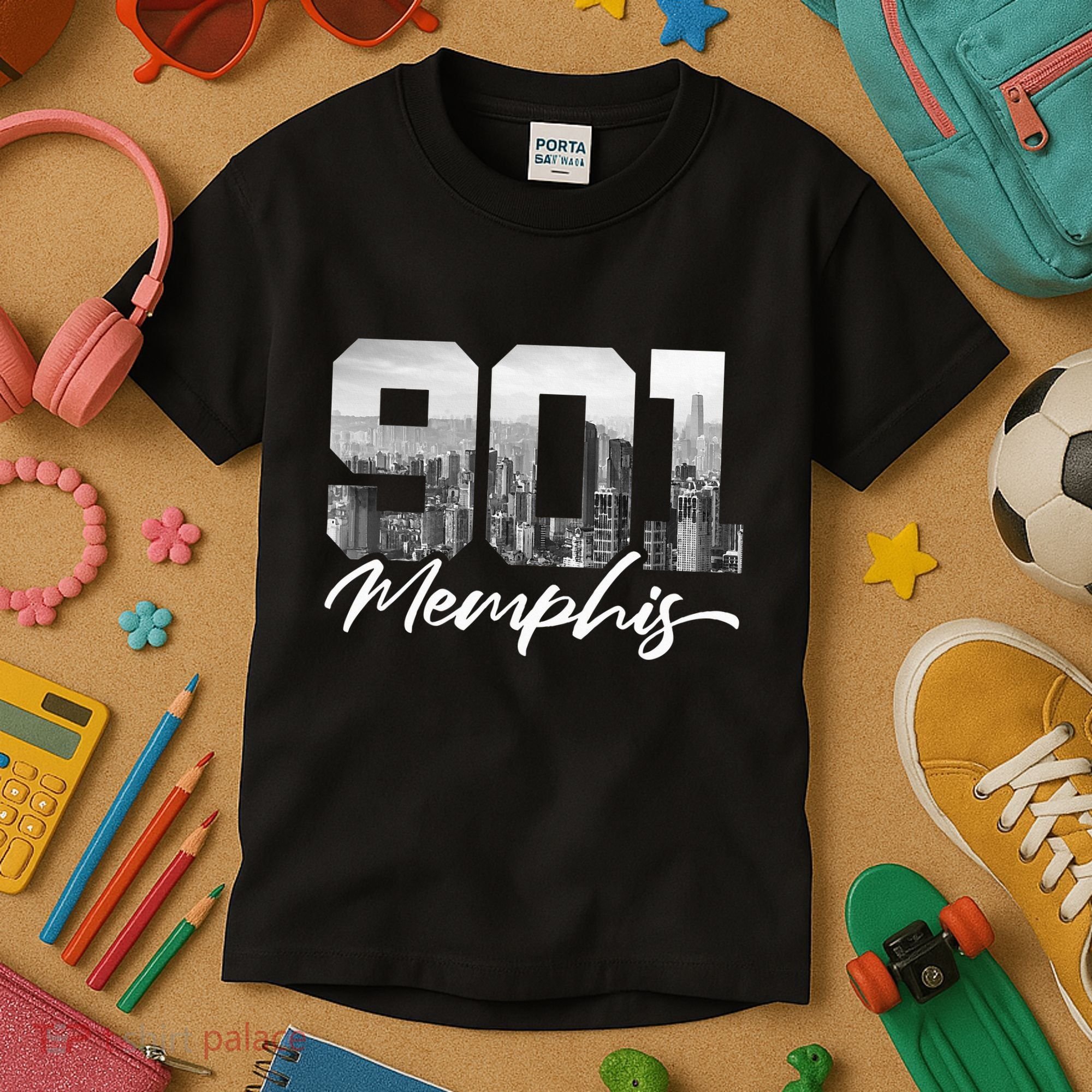 901 Memphis Area Code Tennessee Memphis City Skyline Kids T-Shirt