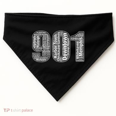 901 Memphis Typography Word Art USA-Made Doggie Bandana