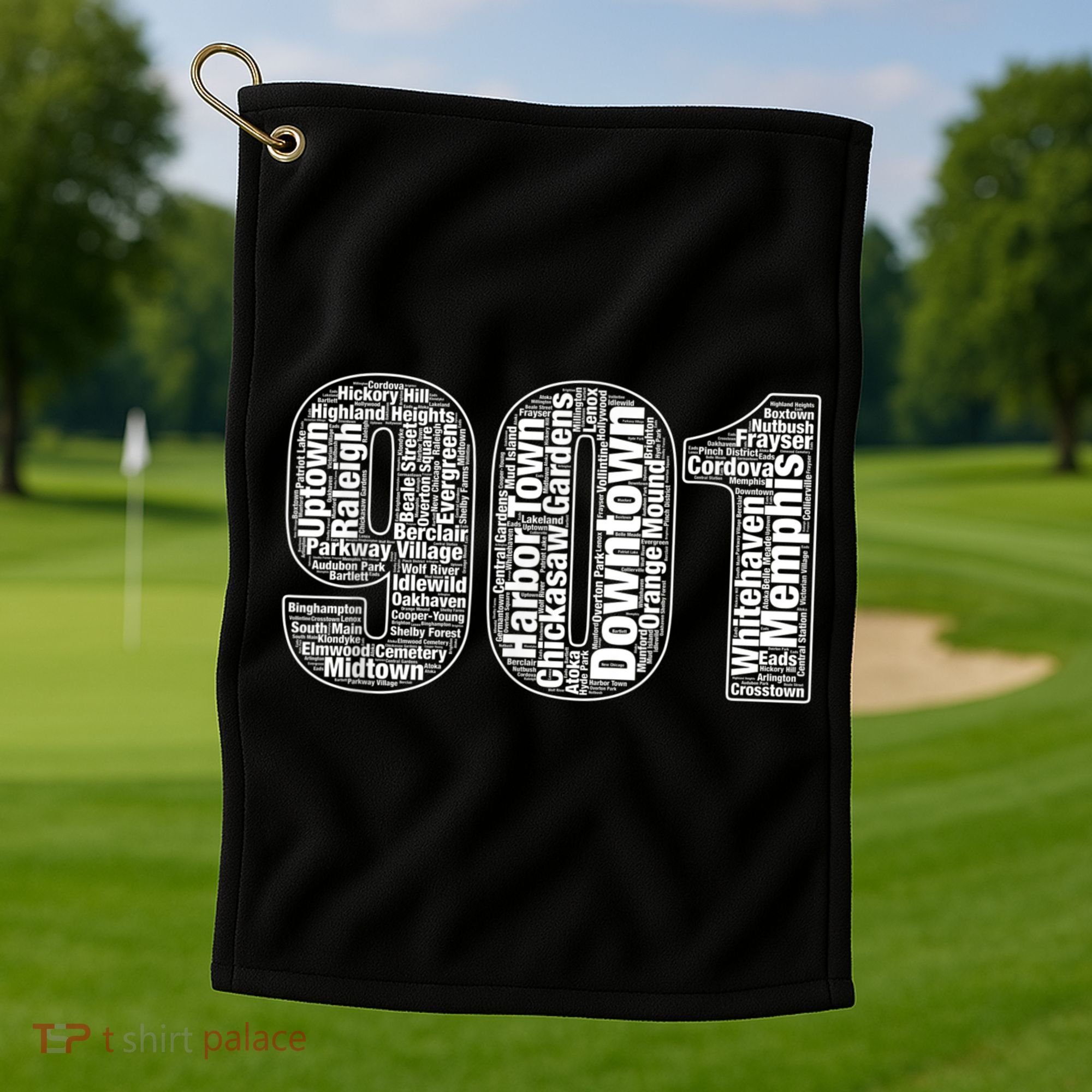 901 Memphis Typography Word Art Golf Towel