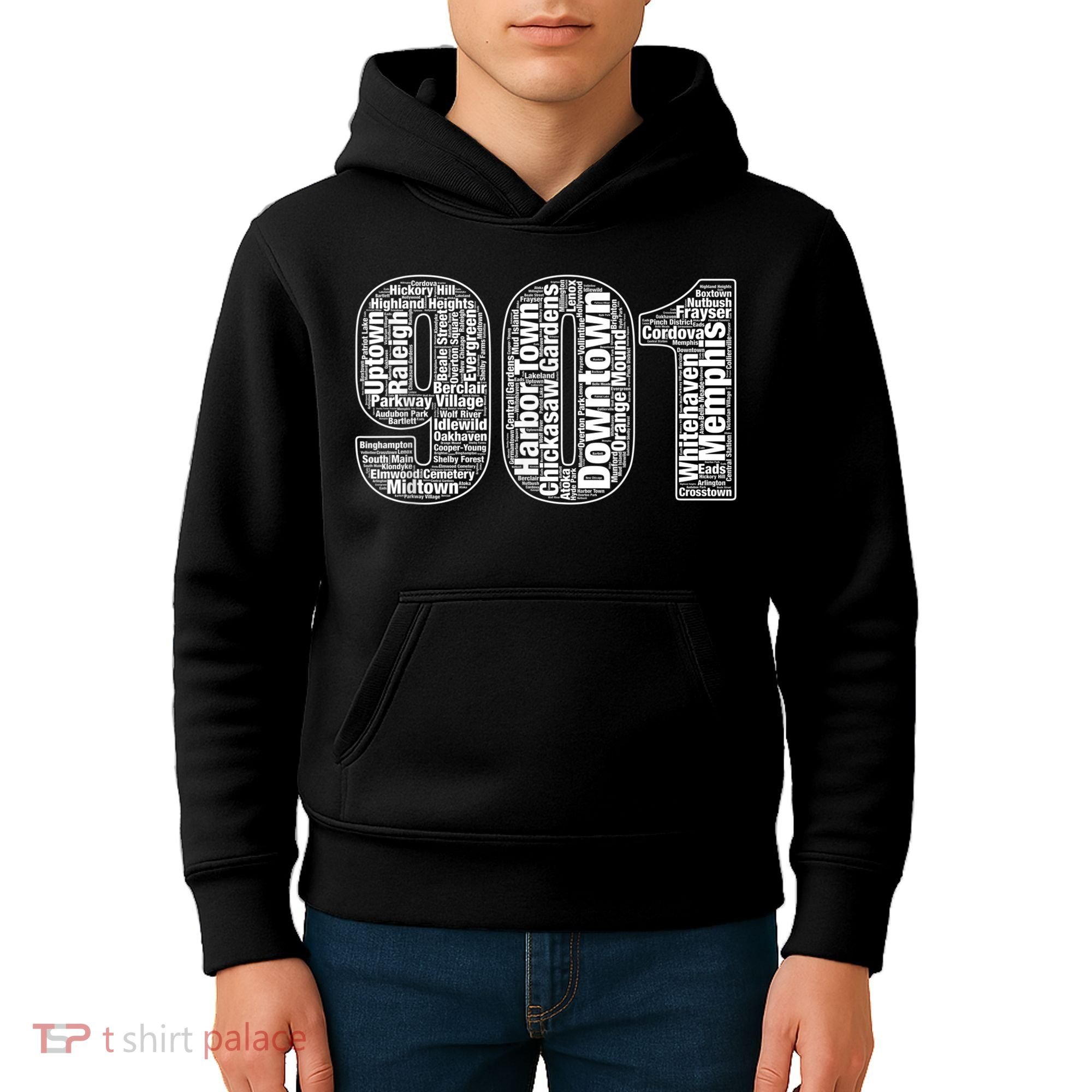 901 Memphis Typography Word Art Kids Hoodie