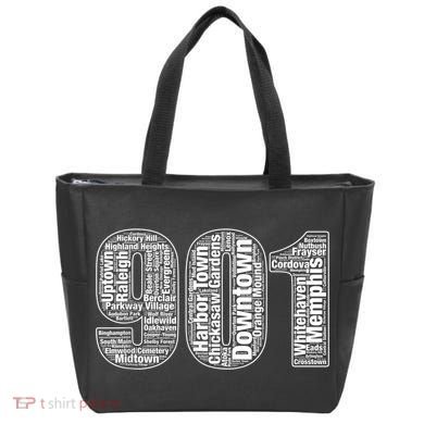 901 Memphis Typography Word Art Tote Bag