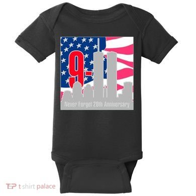9/11 Never Forget 20th Anniversary Baby Bodysuit