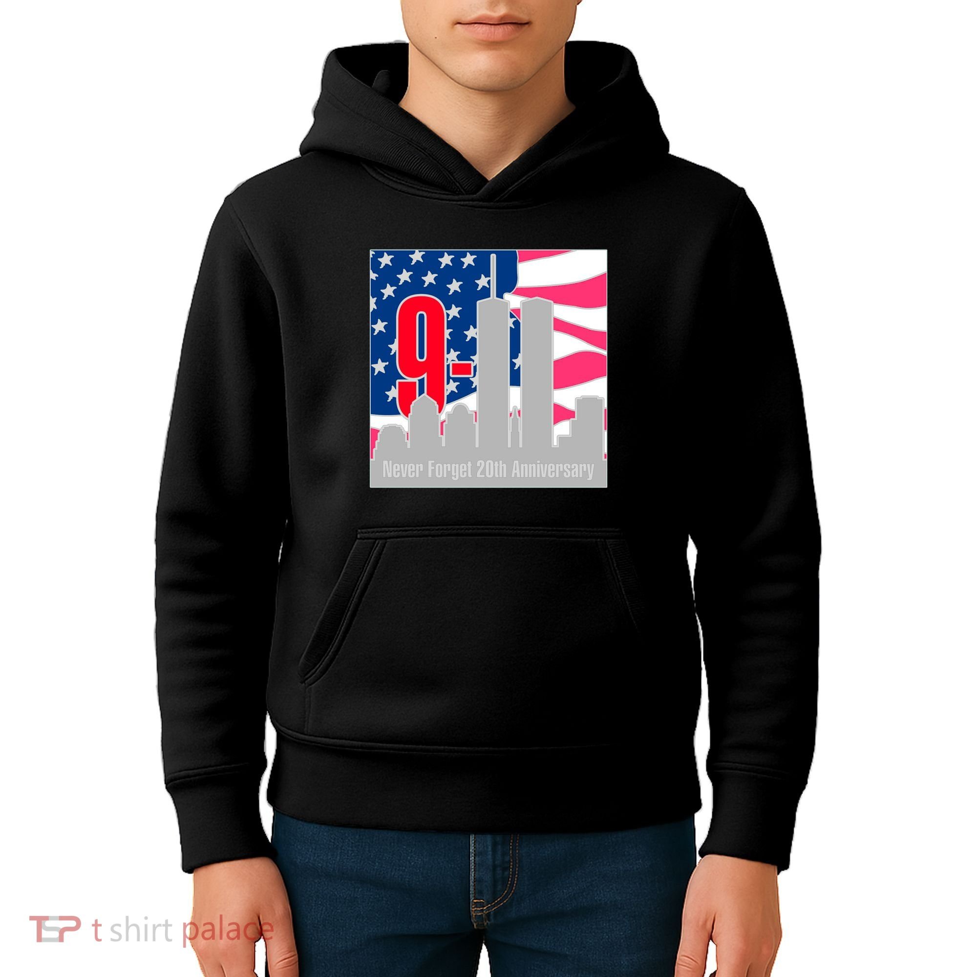 9/11 Never Forget 20th Anniversary Kids Hoodie