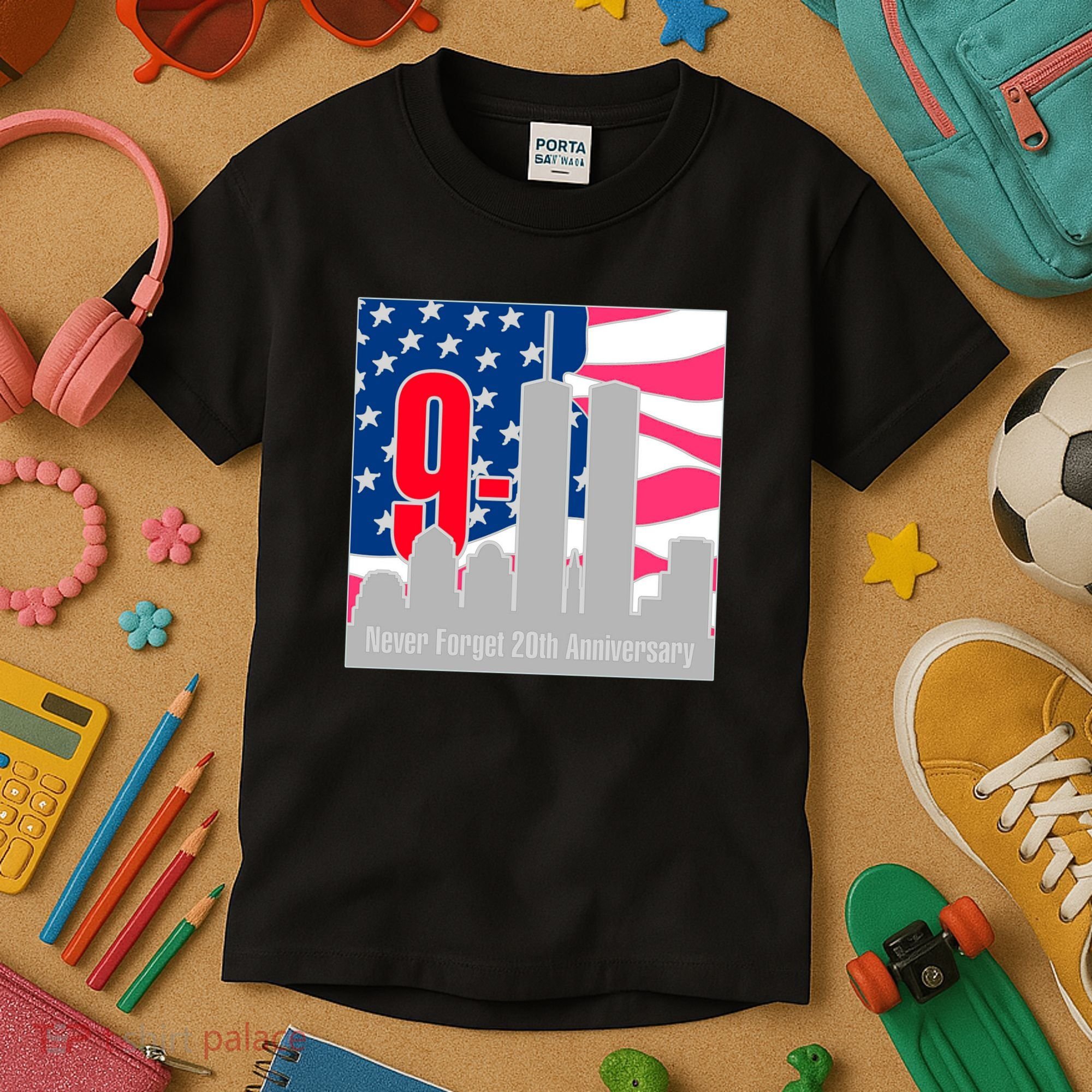 9/11 Never Forget 20th Anniversary Kids T-Shirt