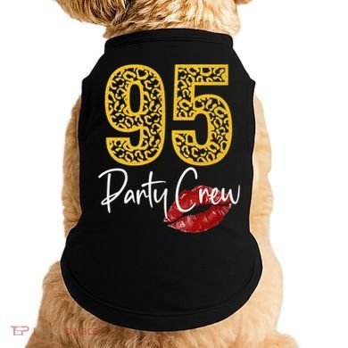 95 Party Crew Drinking Beer 95th Years Happy Birthday Red Lips Doggie Tank