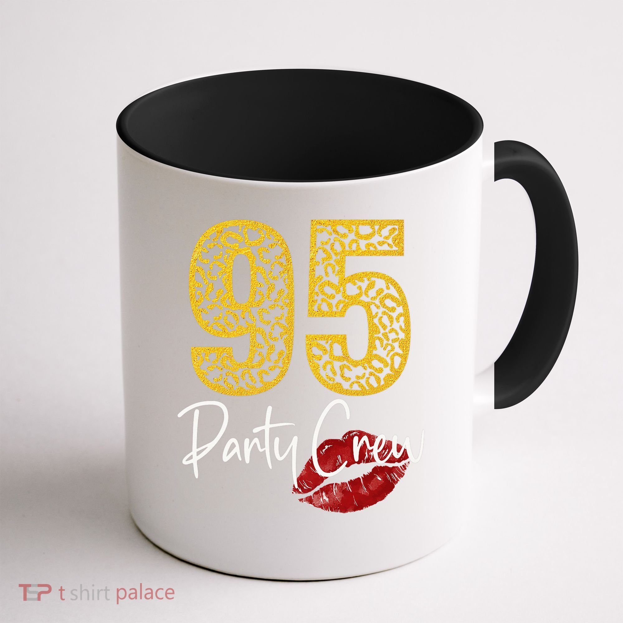95 Party Crew Drinking Beer 95th Years Happy Birthday Red Lips Coffee Mug