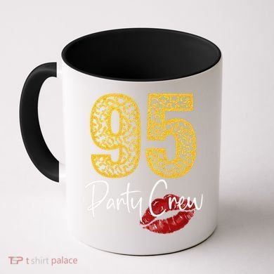 95 Party Crew Drinking Beer 95th Years Happy Birthday Red Lips Coffee Mug