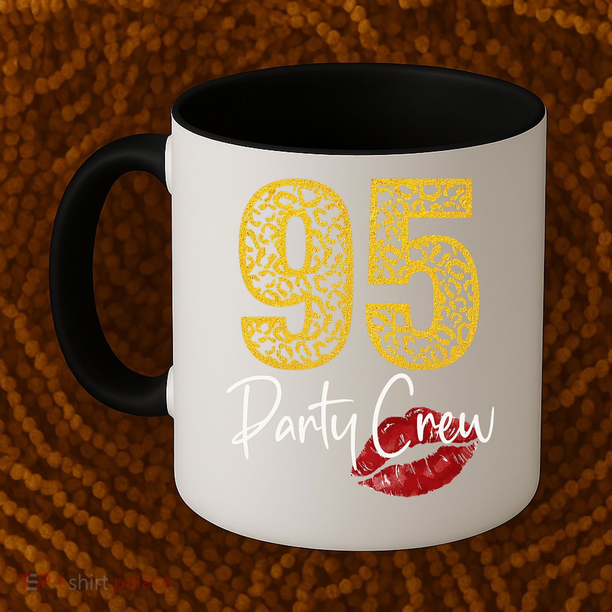 95 Party Crew Drinking Beer 95th Years Happy Birthday Red Lips Coffee Mug