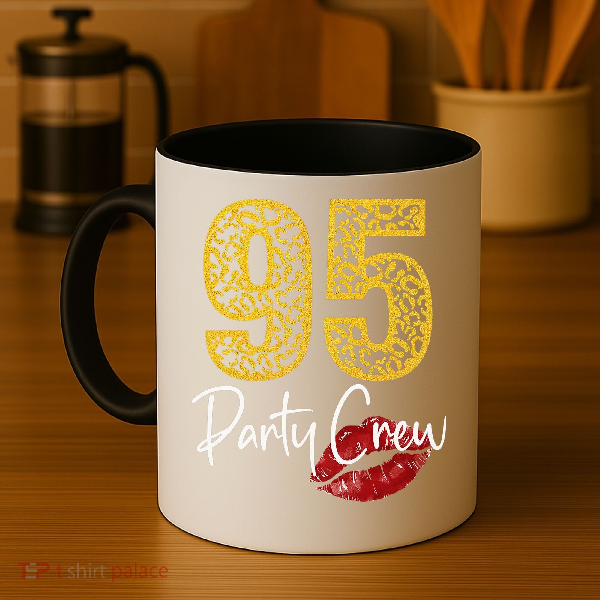 95 Party Crew Drinking Beer 95th Years Happy Birthday Red Lips Coffee Mug