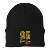 95 Party Crew Drinking Beer 95th Years Happy Birthday Red Lips Beanie thumb 0