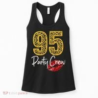 95 Party Crew Drinking Beer 95th Years Happy Birthday Red Lips Women's Tank Top thumb 0