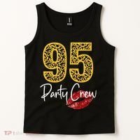 95 Party Crew Drinking Beer 95th Years Happy Birthday Red Lips Tank Top thumb 2