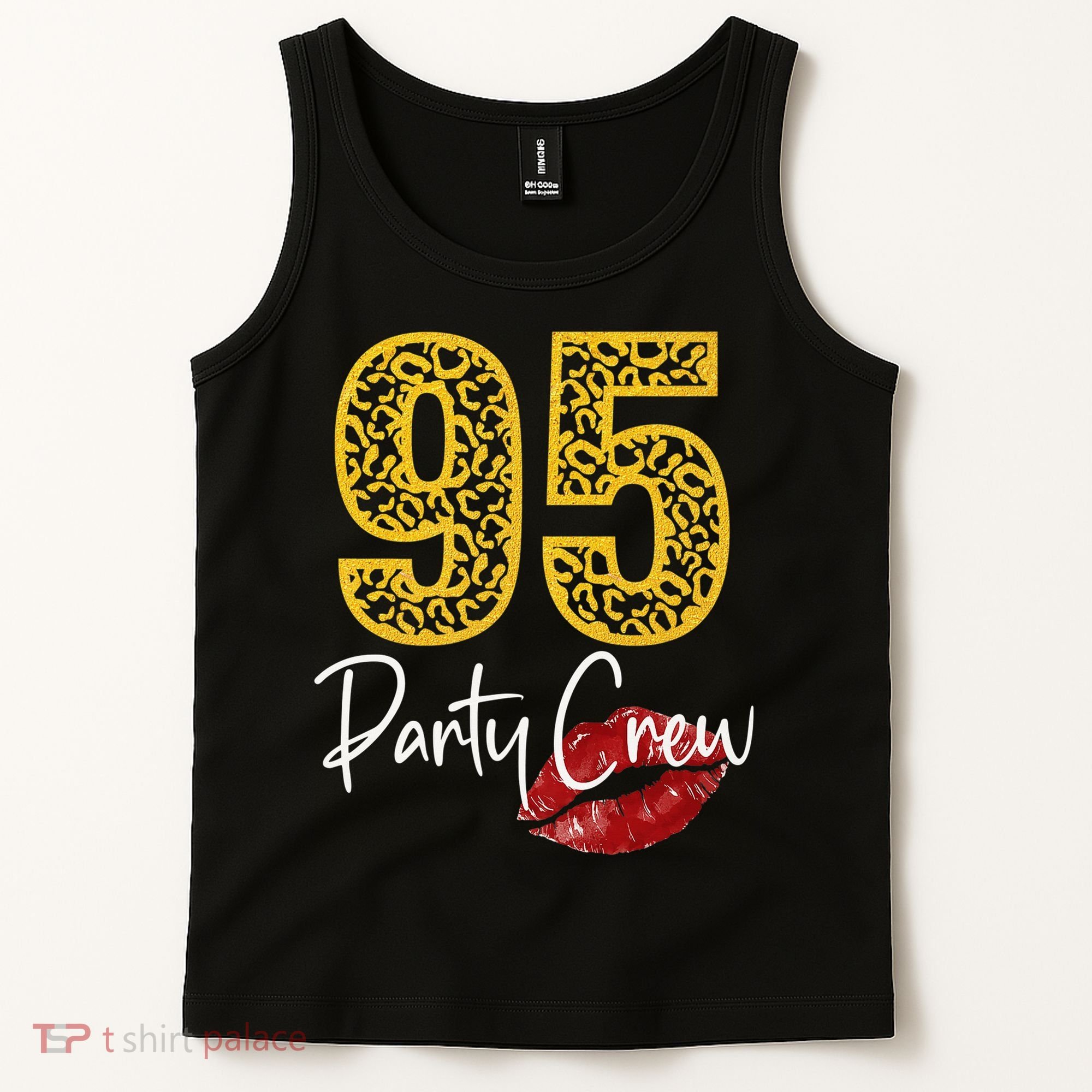 95 Party Crew Drinking Beer 95th Years Happy Birthday Red Lips Tank Top