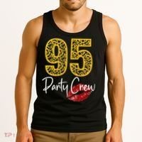 95 Party Crew Drinking Beer 95th Years Happy Birthday Red Lips Tank Top thumb 3