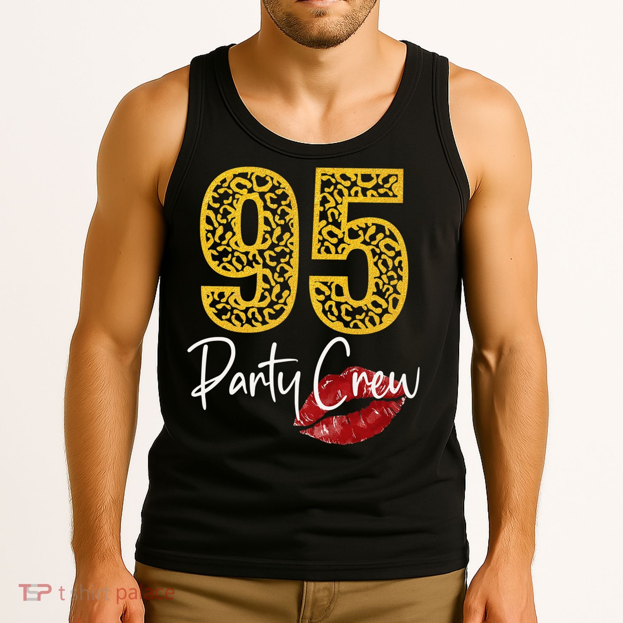 95 Party Crew Drinking Beer 95th Years Happy Birthday Red Lips Tank Top