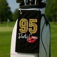 95 Party Crew Drinking Beer 95th Years Happy Birthday Red Lips Golf Towel thumb 2