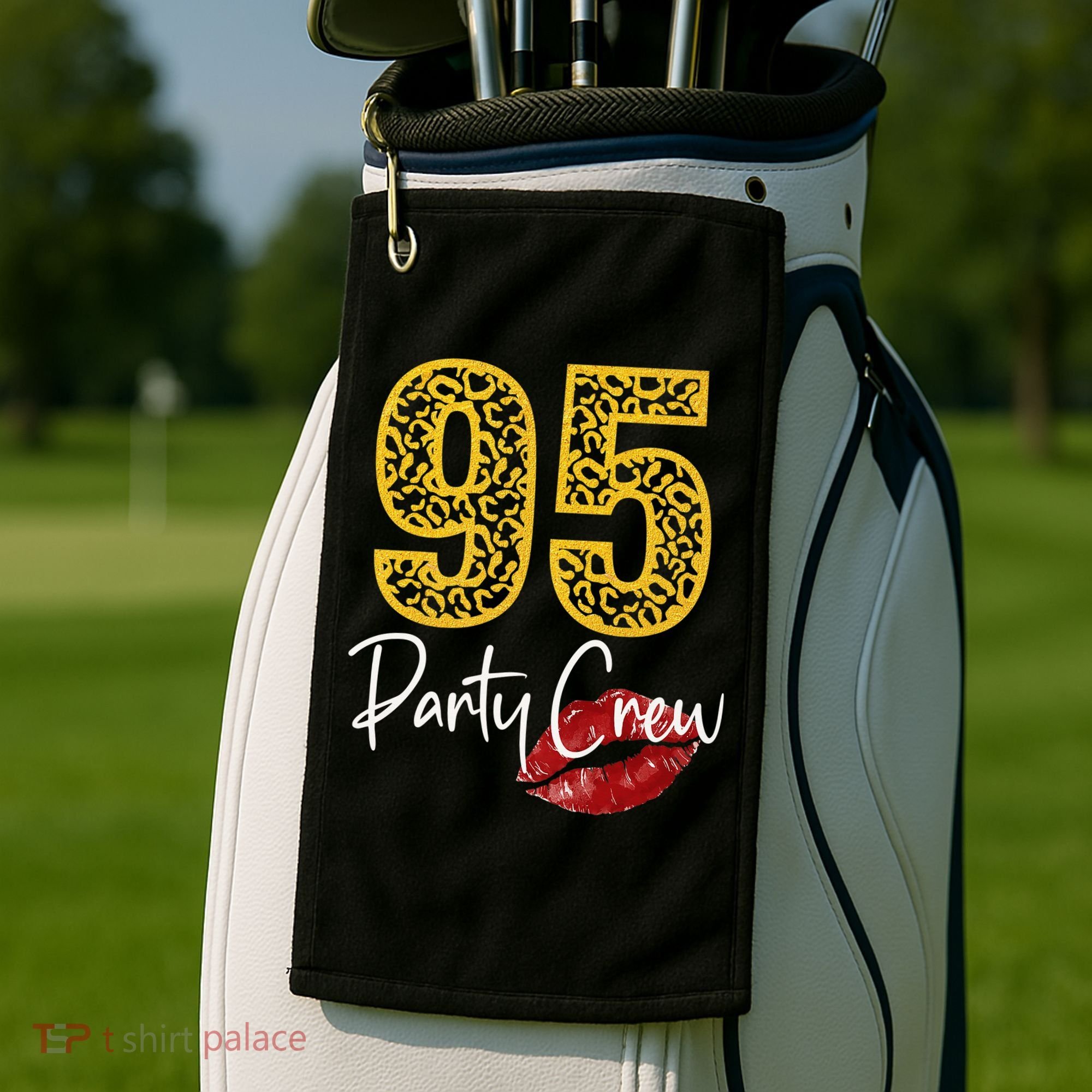 95 Party Crew Drinking Beer 95th Years Happy Birthday Red Lips Golf Towel