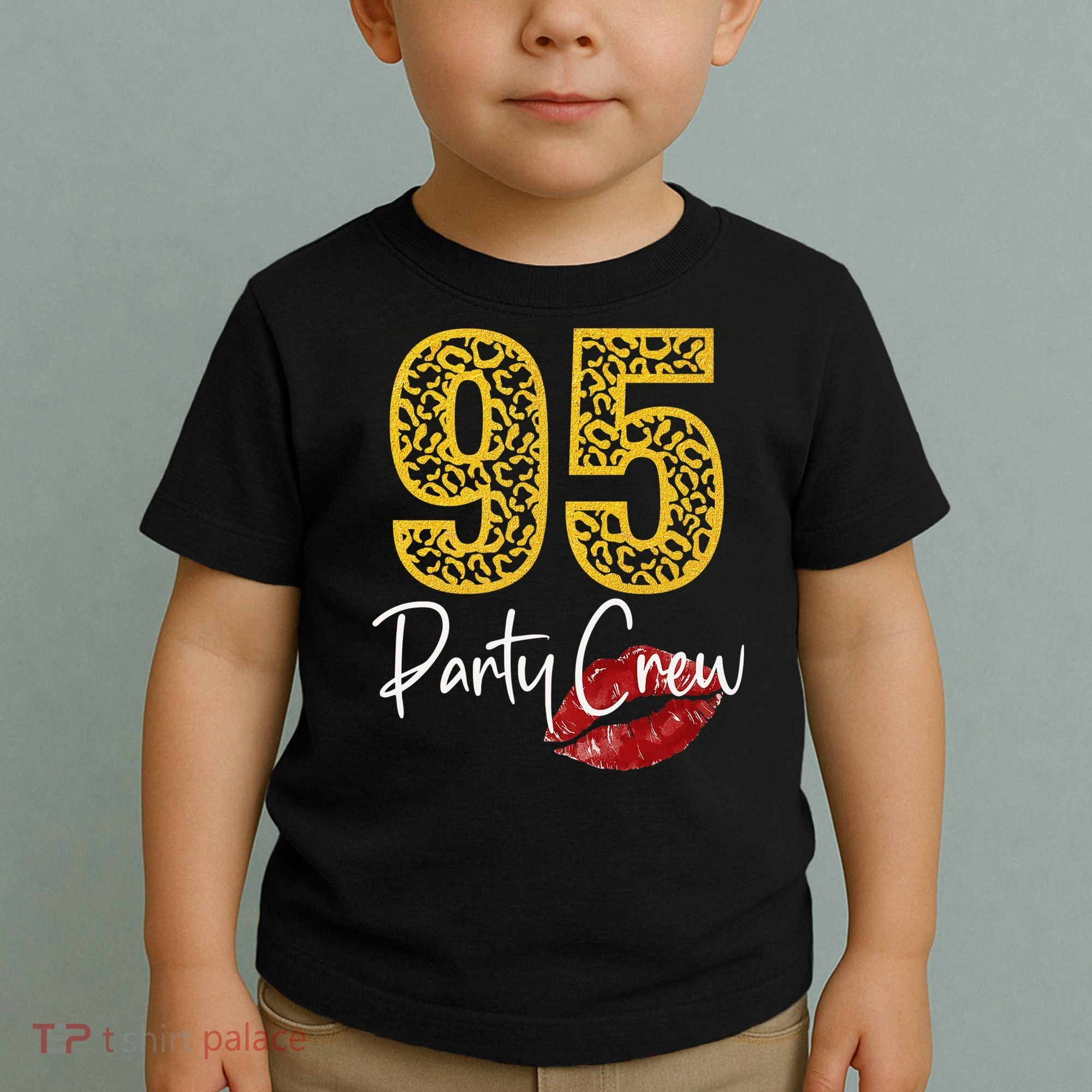 95 Party Crew Drinking Beer 95th Years Happy Birthday Red Lips Toddler T-Shirt