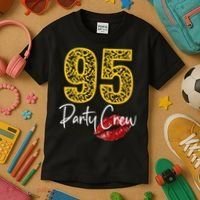 95 Party Crew Drinking Beer 95th Years Happy Birthday Red Lips Kids T-Shirt thumb 3