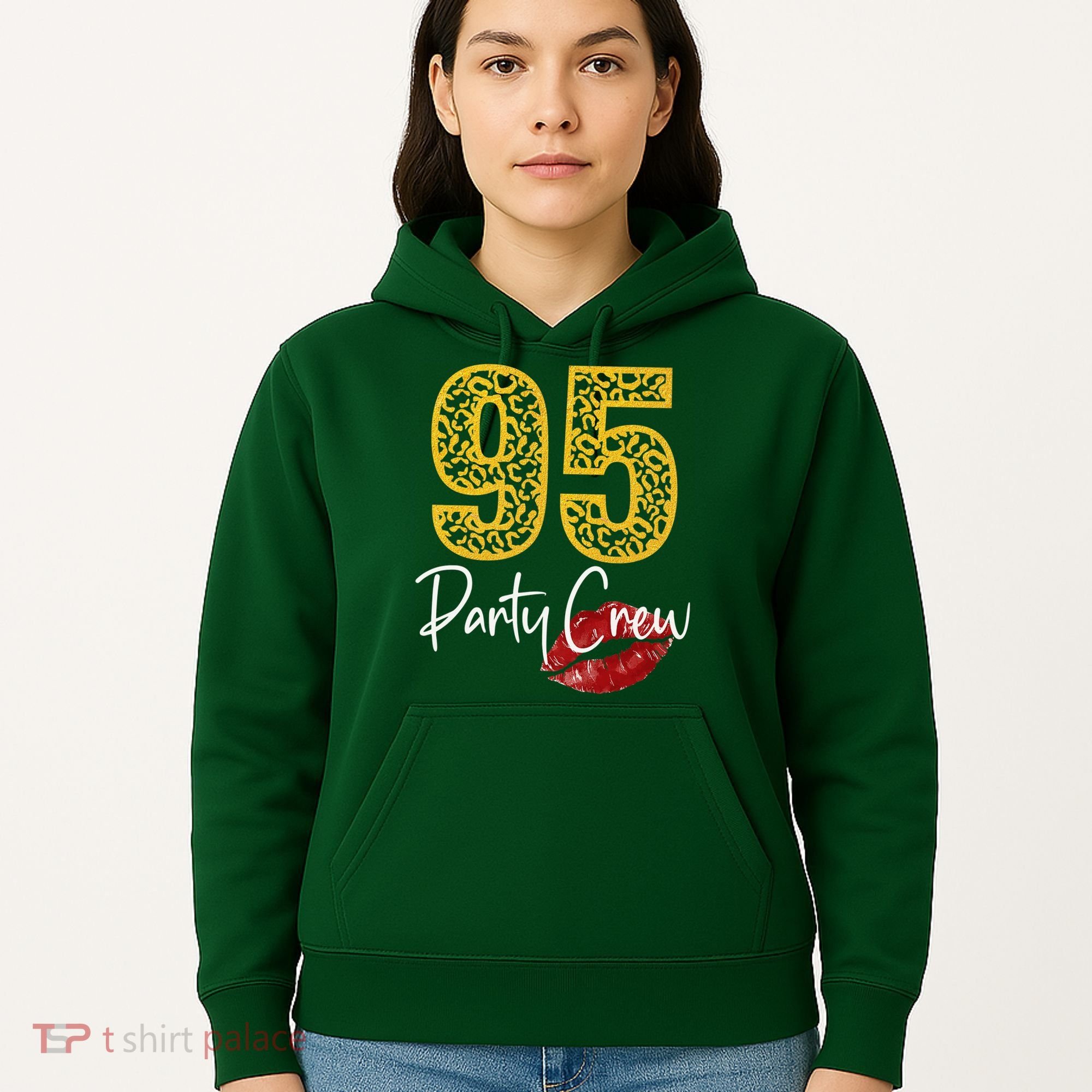 95 Party Crew Drinking Beer 95th Years Happy Birthday Red Lips Hoodie
