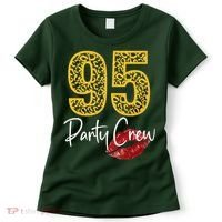 95 Party Crew Drinking Beer 95th Years Happy Birthday Red Lips Women's T-Shirt thumb 0