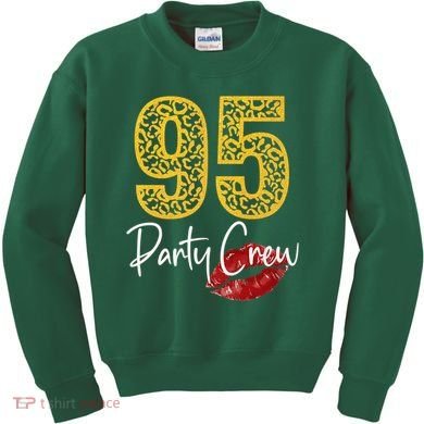 95 Party Crew Drinking Beer 95th Years Happy Birthday Red Lips Kids Sweatshirt