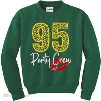95 Party Crew Drinking Beer 95th Years Happy Birthday Red Lips Kids Sweatshirt thumb 0