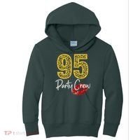 95 Party Crew Drinking Beer 95th Years Happy Birthday Red Lips Kids Hoodie thumb 0