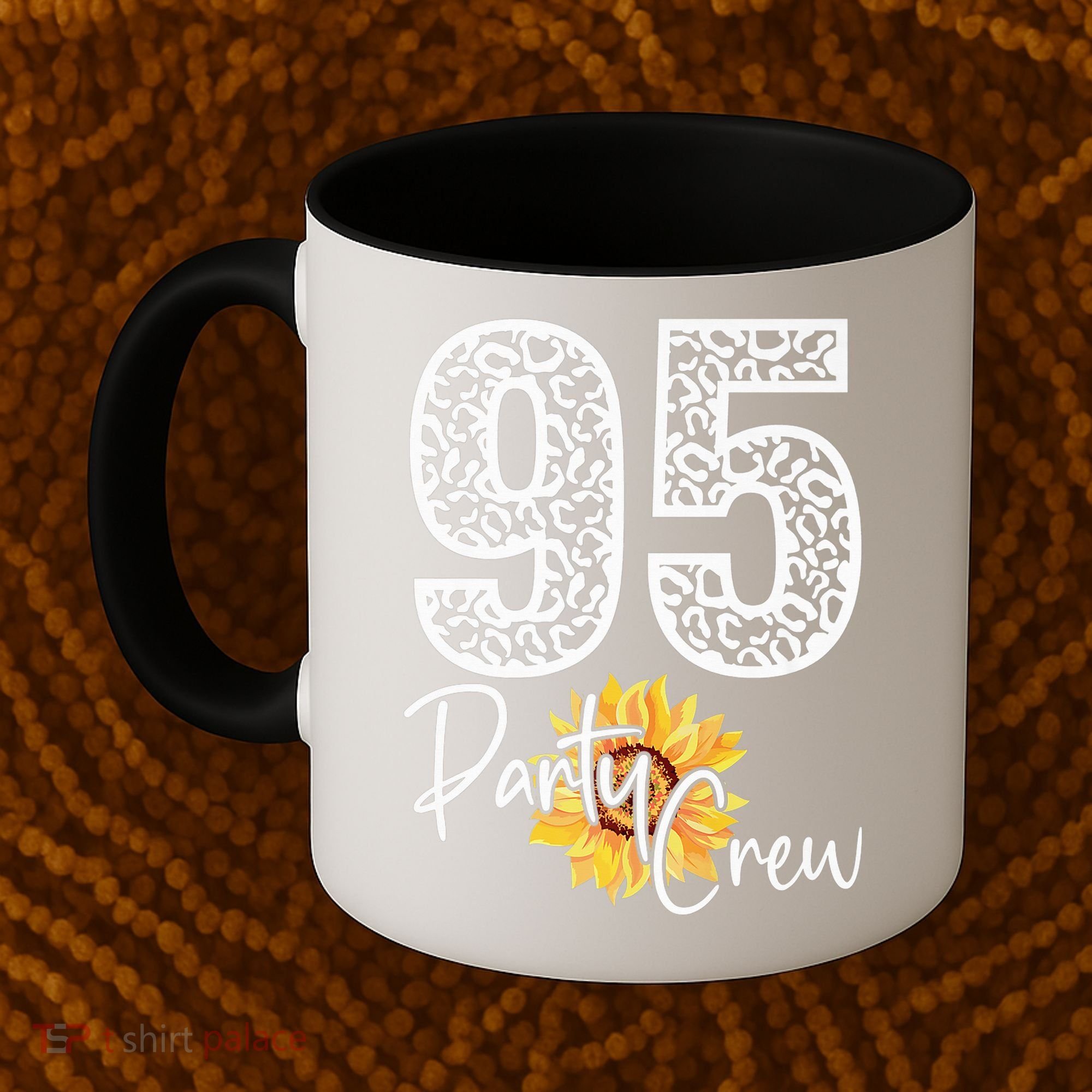 95 Party Crew Drinking Beer 95th Years Happy Birthday Sun Flower Coffee Mug