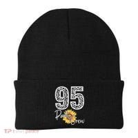 95 Party Crew Drinking Beer 95th Years Happy Birthday Sun Flower Beanie thumb 0