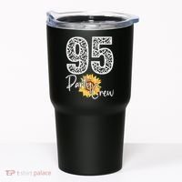 95 Party Crew Drinking Beer 95th Years Happy Birthday Sun Flower Tumbler thumb 0